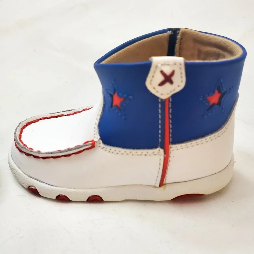 Twisted X Infant's Driving Moccasins Shoes ◇ Red, White & Blue ◇ Size 6‎ Months